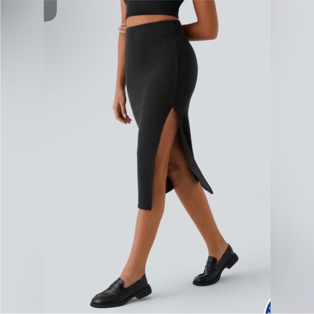 Halara Womens Ribbed High Waisted Bodycon Midi Casual Skirt Size XL - Picture 3 of 13